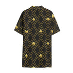 Gold Playing Card Suits Pattern Print Cotton Hawaiian Shirt