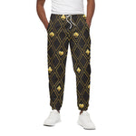 Gold Playing Card Suits Pattern Print Cotton Pants