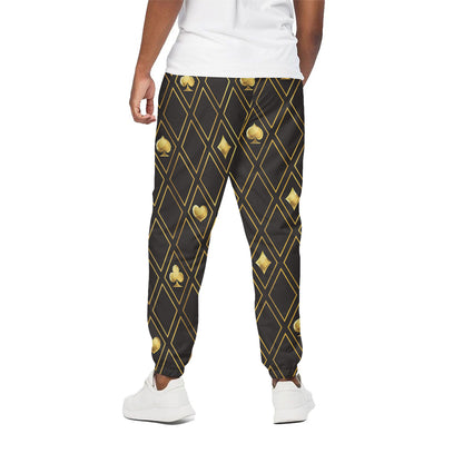 Gold Playing Card Suits Pattern Print Cotton Pants