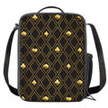 Gold Playing Card Suits Pattern Print Crossbody Lunch Bag