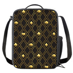 Gold Playing Card Suits Pattern Print Crossbody Lunch Bag