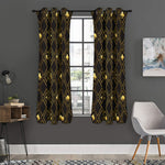 Gold Playing Card Suits Pattern Print Curtain