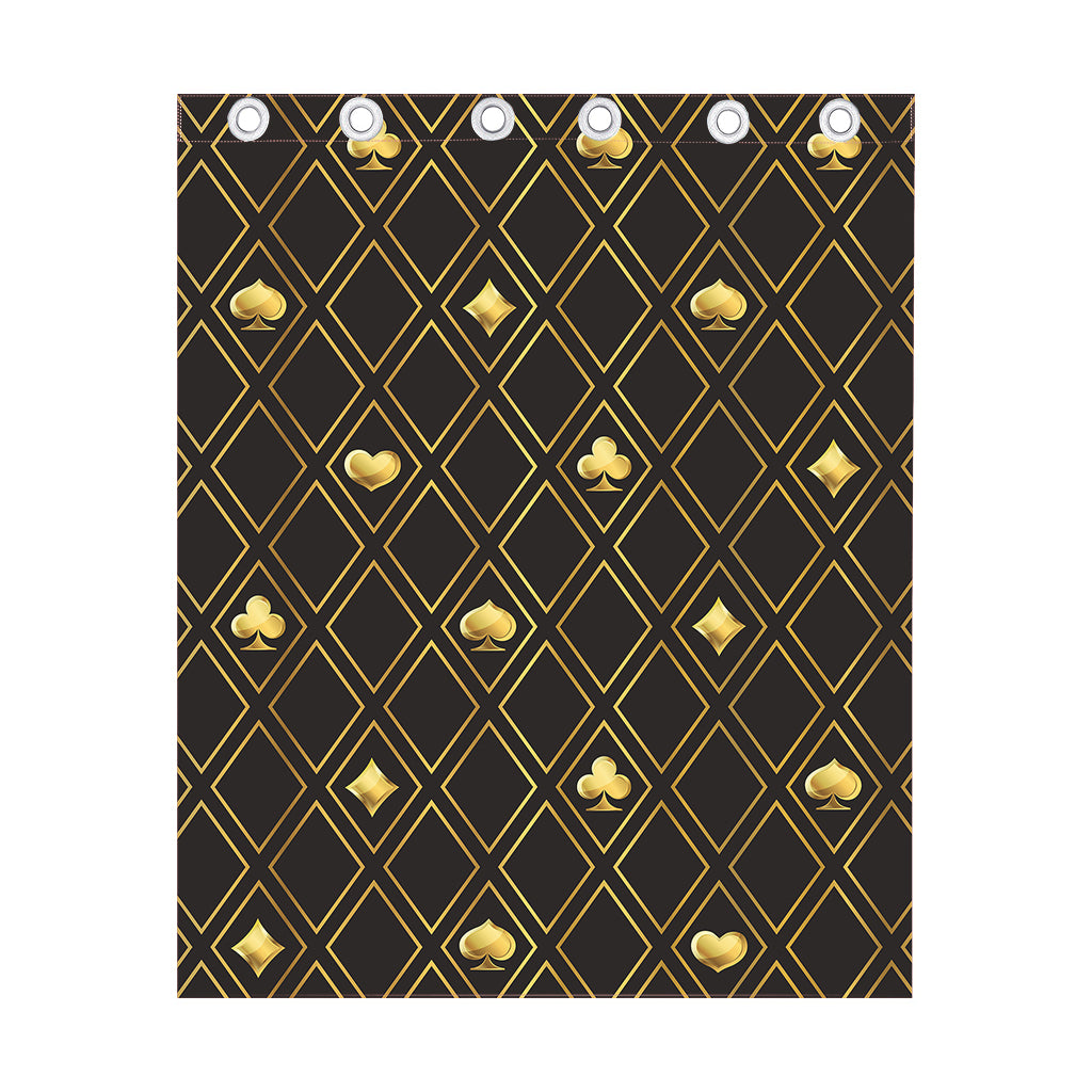 Gold Playing Card Suits Pattern Print Curtain