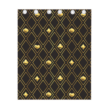Gold Playing Card Suits Pattern Print Curtain