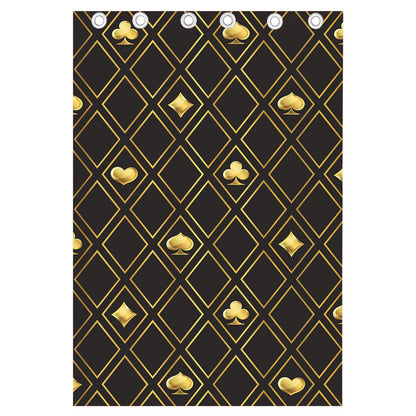 Gold Playing Card Suits Pattern Print Curtain