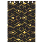 Gold Playing Card Suits Pattern Print Curtain
