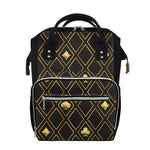 Gold Playing Card Suits Pattern Print Diaper Bag