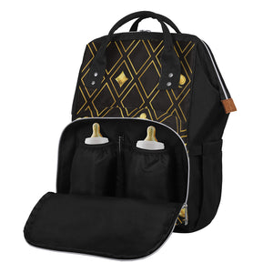 Gold Playing Card Suits Pattern Print Diaper Bag