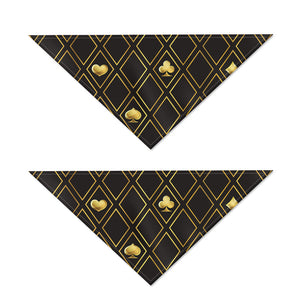 Gold Playing Card Suits Pattern Print Dog Bandana