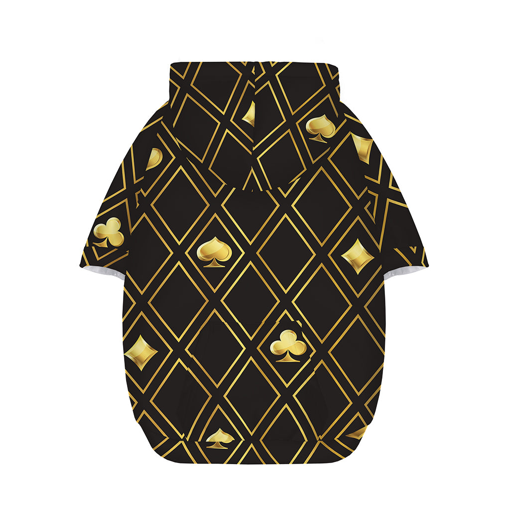 Gold Playing Card Suits Pattern Print Dog Zip Up Hoodie