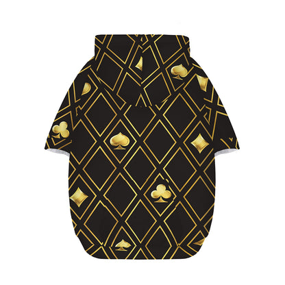 Gold Playing Card Suits Pattern Print Dog Zip Up Hoodie