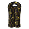 Gold Playing Card Suits Pattern Print Double Neoprene Wine Tote