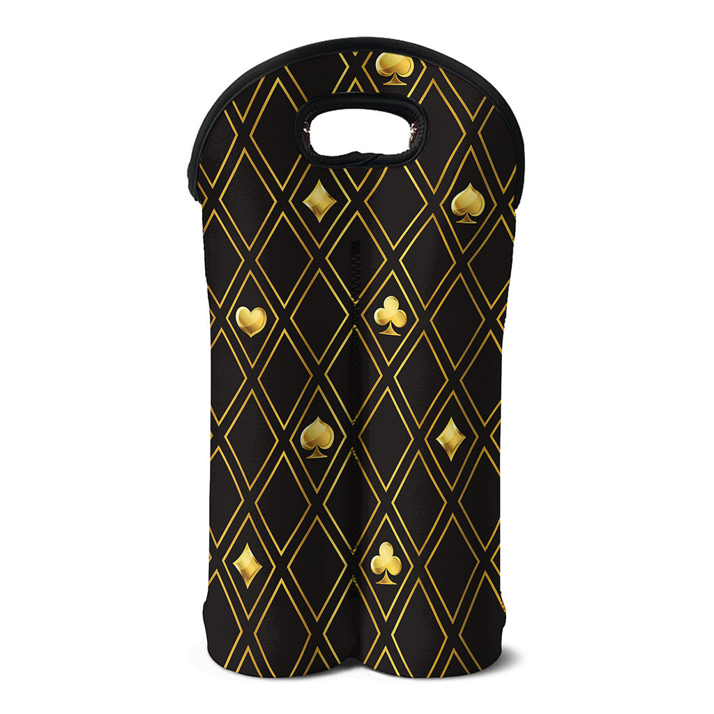 Gold Playing Card Suits Pattern Print Double Neoprene Wine Tote
