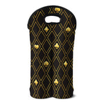 Gold Playing Card Suits Pattern Print Double Neoprene Wine Tote