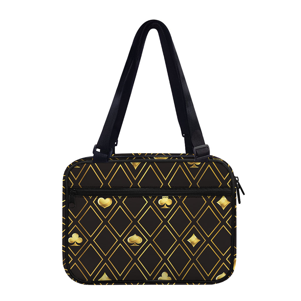 Gold Playing Card Suits Pattern Print Double Strap Bible Bag