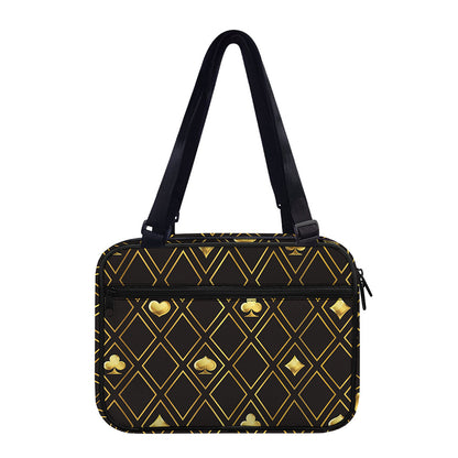 Gold Playing Card Suits Pattern Print Double Strap Bible Bag