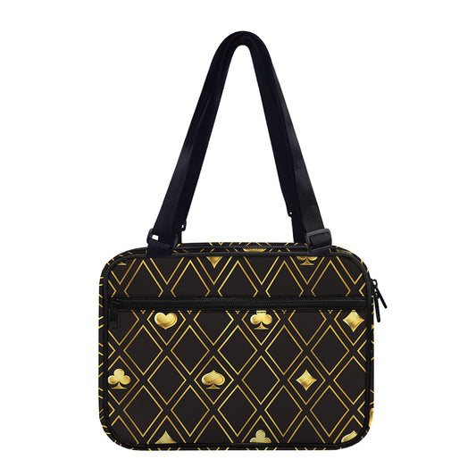 Gold Playing Card Suits Pattern Print Double Strap Bible Bag