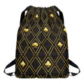 Gold Playing Card Suits Pattern Print Drawstring Backpack