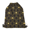 Gold Playing Card Suits Pattern Print Drawstring Bag