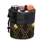 Gold Playing Card Suits Pattern Print Drawstring Makeup Bag