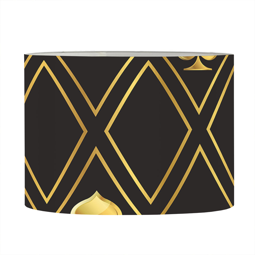 Gold Playing Card Suits Pattern Print Drum Lamp Shade