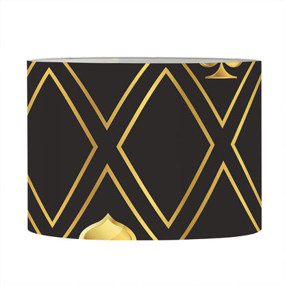 Gold Playing Card Suits Pattern Print Drum Lamp Shade