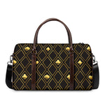 Gold Playing Card Suits Pattern Print Duffle Bag