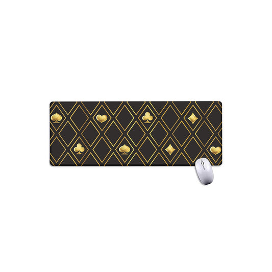 Gold Playing Card Suits Pattern Print Extended Mouse Pad