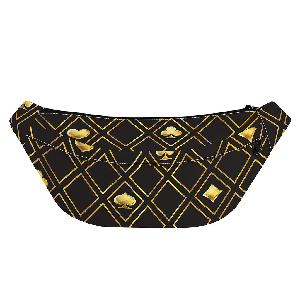 Gold Playing Card Suits Pattern Print Fanny Pack