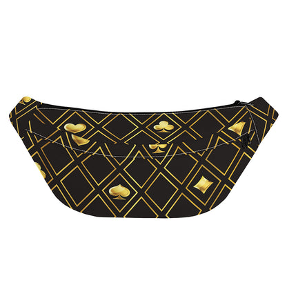 Gold Playing Card Suits Pattern Print Fanny Pack