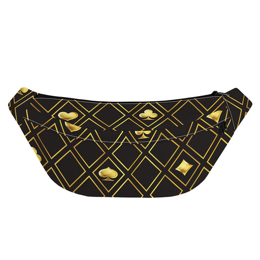 Gold Playing Card Suits Pattern Print Fanny Pack