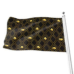 Gold Playing Card Suits Pattern Print Flag