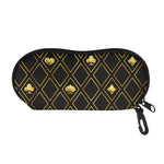 Gold Playing Card Suits Pattern Print Glasses Case