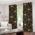 Gold Playing Card Suits Pattern Print Grommet Curtains