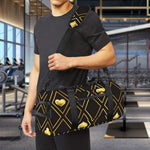 Gold Playing Card Suits Pattern Print Gym Bag