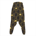 Gold Playing Card Suits Pattern Print Hammer Pants