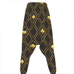 Gold Playing Card Suits Pattern Print Hammer Pants