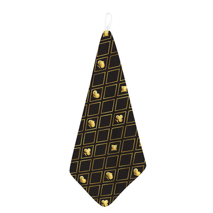 Gold Playing Card Suits Pattern Print Hand Towel