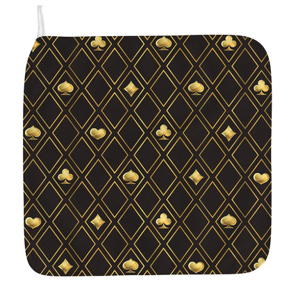 Gold Playing Card Suits Pattern Print Hand Towel