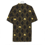 Gold Playing Card Suits Pattern Print Hawaiian Shirt