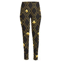 Gold Playing Card Suits Pattern Print High-Waisted Pocket Leggings