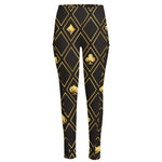 Gold Playing Card Suits Pattern Print High-Waisted Pocket Leggings