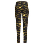 Gold Playing Card Suits Pattern Print High-Waisted Pocket Leggings