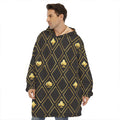 Gold Playing Card Suits Pattern Print Hoodie Blanket