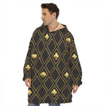 Gold Playing Card Suits Pattern Print Hoodie Blanket