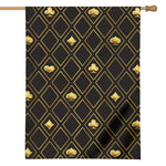 Gold Playing Card Suits Pattern Print House Flag