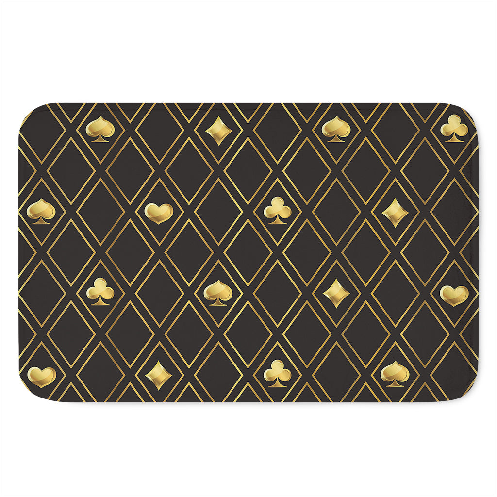 Gold Playing Card Suits Pattern Print Indoor Door Mat