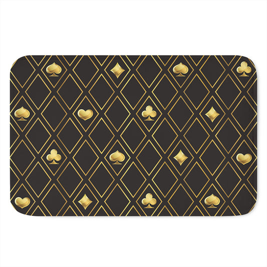 Gold Playing Card Suits Pattern Print Indoor Door Mat