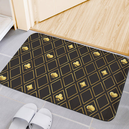 Gold Playing Card Suits Pattern Print Indoor Door Mat