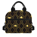 Gold Playing Card Suits Pattern Print Insulated Lunch Bag